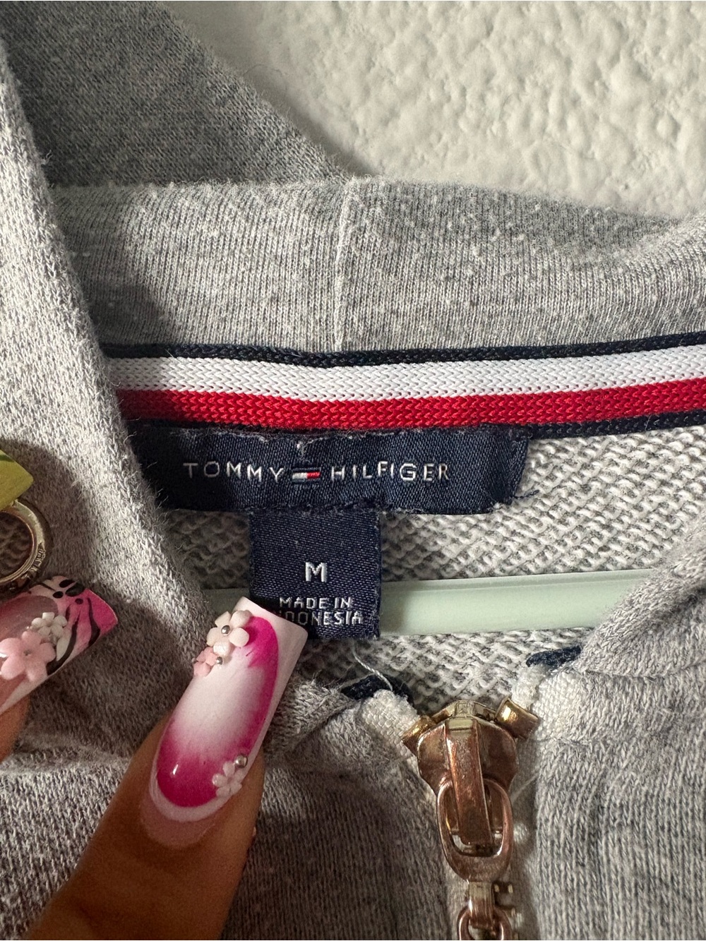 Tommy Hilfiger Heather Gray Full-Zip Hoodie with Logo - Picture 4 of 8